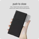 Fiber Texture Shockproof Slide Lens Protector Phone Case for Samsung Galaxy S22 Ultra