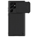 Fiber Texture Shockproof Slide Lens Protector Phone Case for Samsung Galaxy S22 Ultra